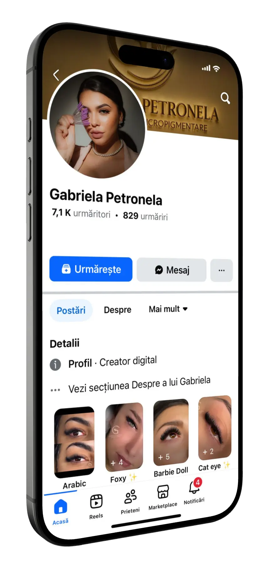 Profil Facebook Gabriela Petronela